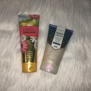 Bath and Body Works lotion and body scrub